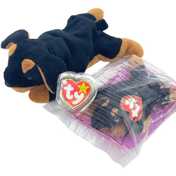 Ty Beanie Baby 1996  Doby the Doberman PVC Pellets & Sealed Teenie Beanie Set - Picture 1 of 12